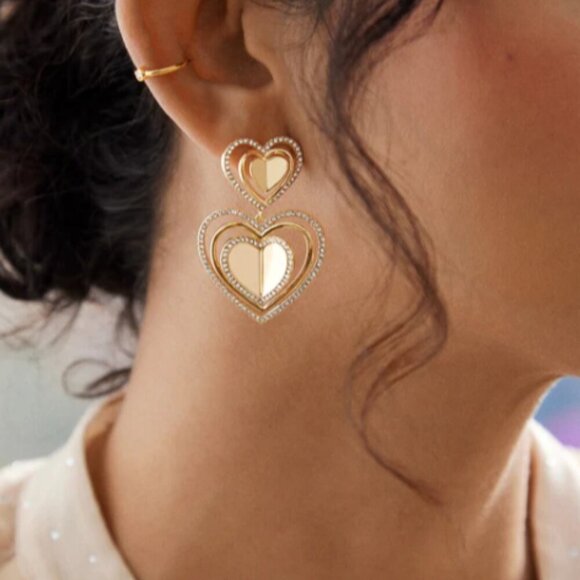 Baublebar Gold Heart Earrings (NEW) - Picture 2 of 2
